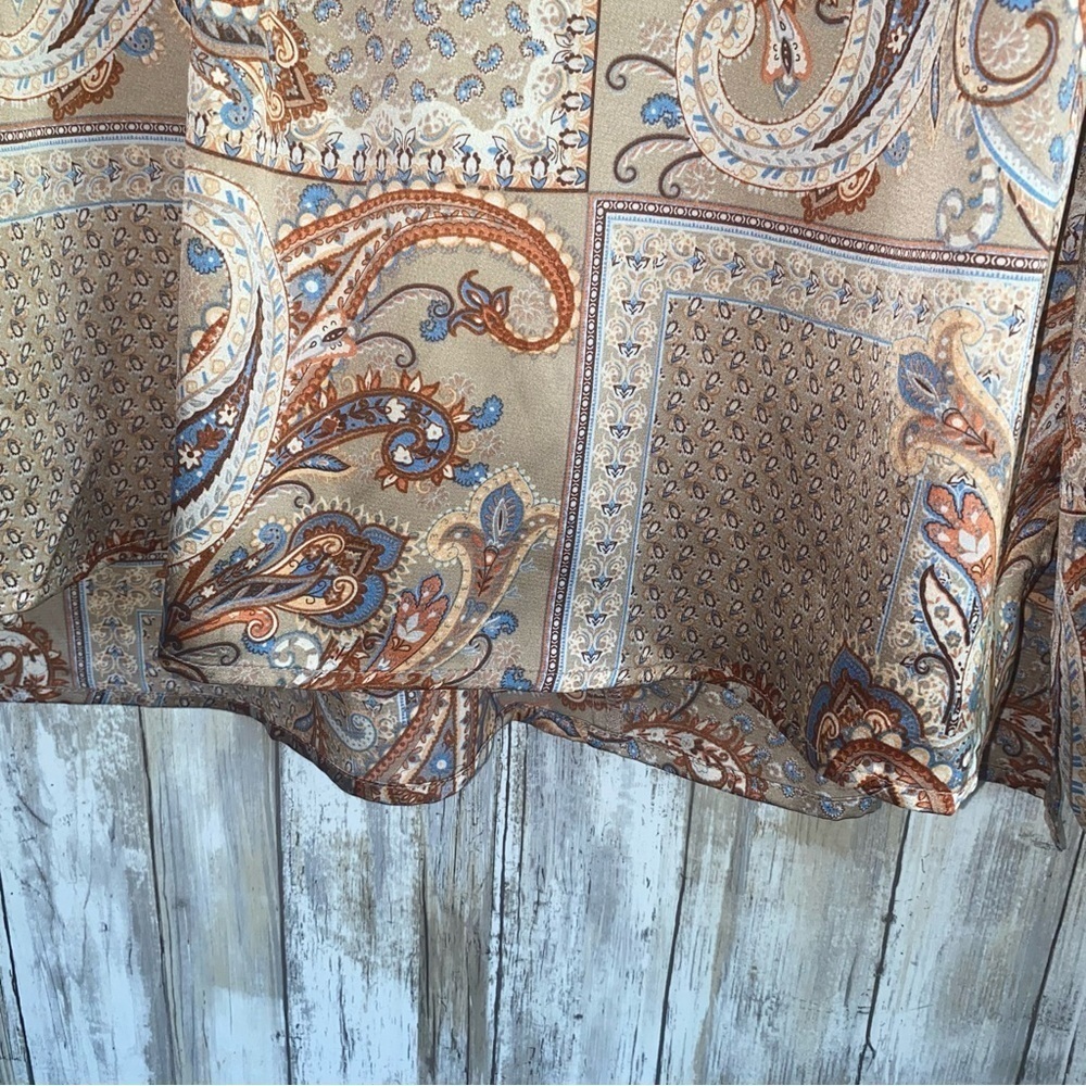 Entro Tan Mixed Print Satin Blouse - Picture 3 of 6